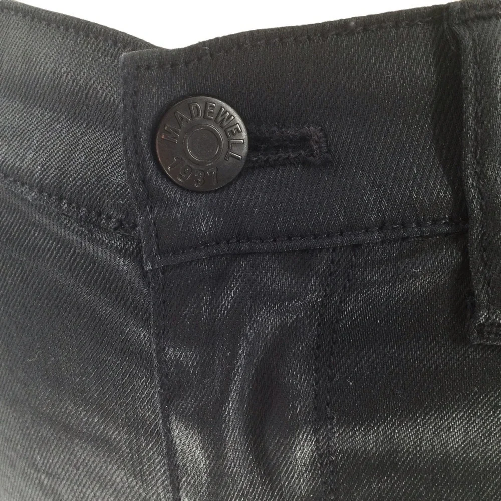 Madewell‎ Skinny Skinny Moto Black Coated Jeans